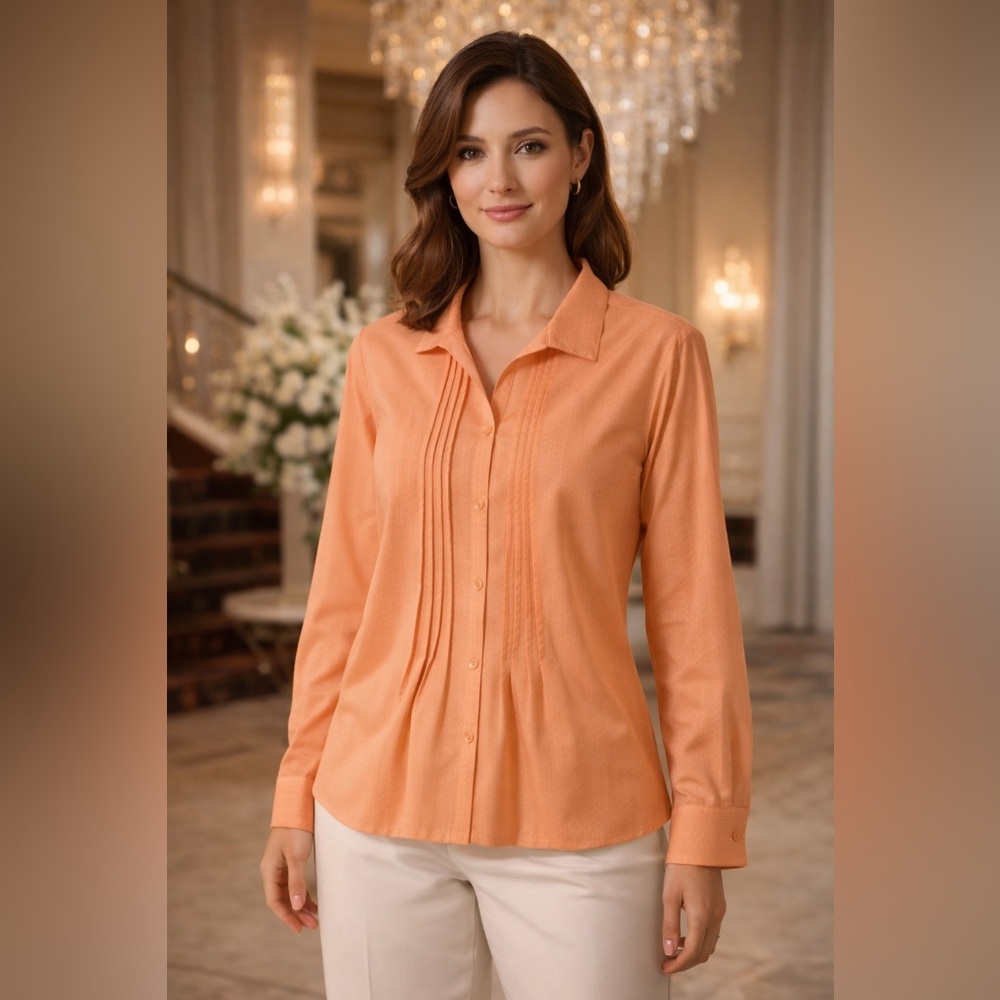 Coldwater Creek Coral Button-Up Shirt